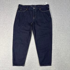 Old Navy Jeans Slouchy Taper Button Up WMNS 14 Blue Rinsed High Rise 100% Cotton